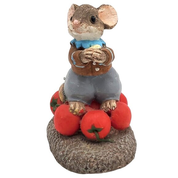 Vintage RGML Garden Mouse Sculpture Tomatoes Chalkware Hand Painted Figurine 90s - Picture 3 of 7